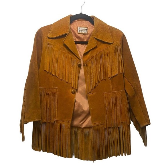 True vintage 1970s suede fringe jacket fits womens XS - Picture 2 of 4